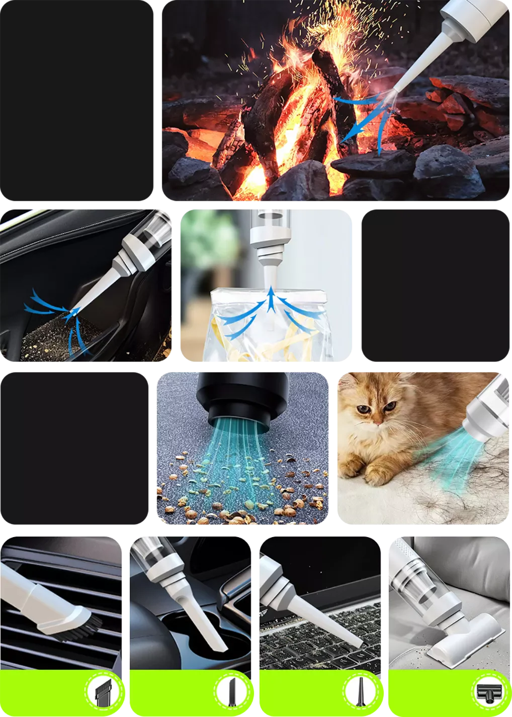 Aspirateur à main sans fil puisance toute-en-un